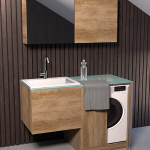 Composizione lavanderia Zeus 130 con lavabo in acrilresin - Idrica Catania