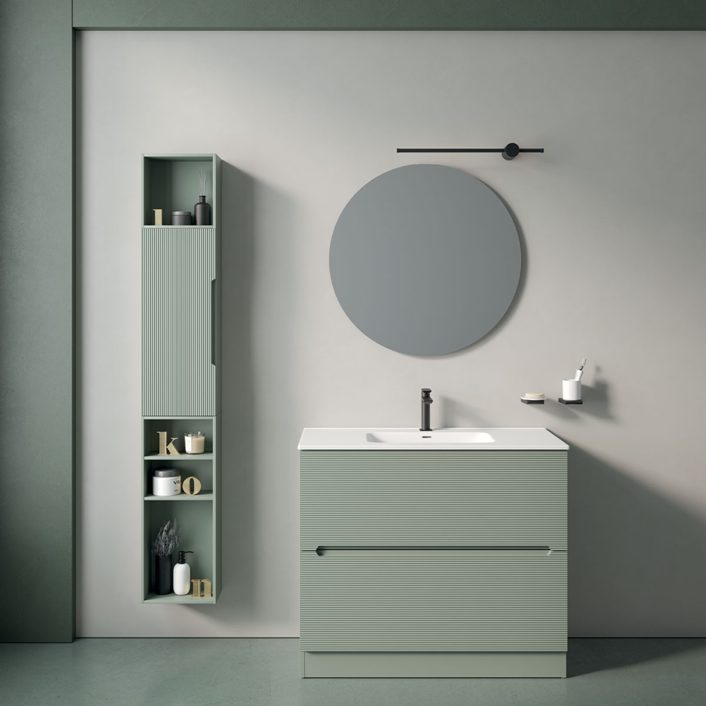 Mobile bagno Ikon 100 composizione 1 finitura Verde opaco - Idrica Catania Mobile bagno Ikon 100 composizione 1 finitura Verde opaco - Idrica Catania
