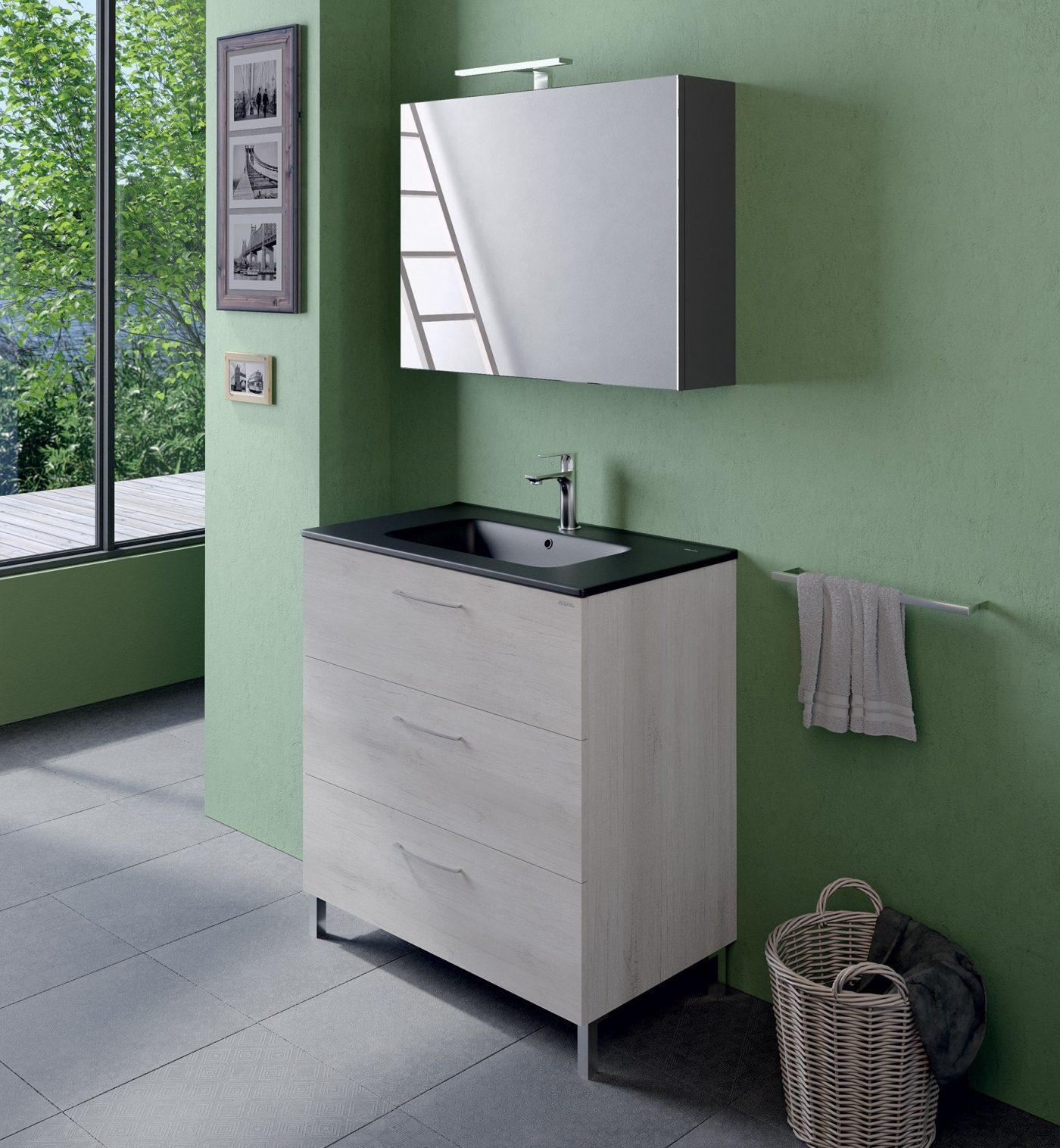 Mobile bagno Leaf 80 con piedi composizione 2 - Idrica Catania Mobile bagno Leaf 80 con piedi composizione 2 - Idrica Catania