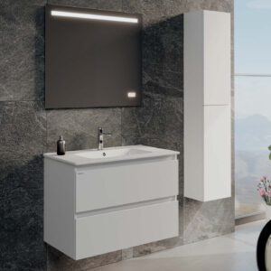 Mobile bagno sospeso Giada 80 con colonna finitura Bianco lucido - Idrica Catania