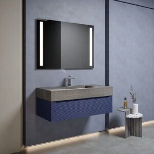 Mobile bagno sospeso HPL 100 vasca centrale finitura Rovere grigio - Idrica Catania