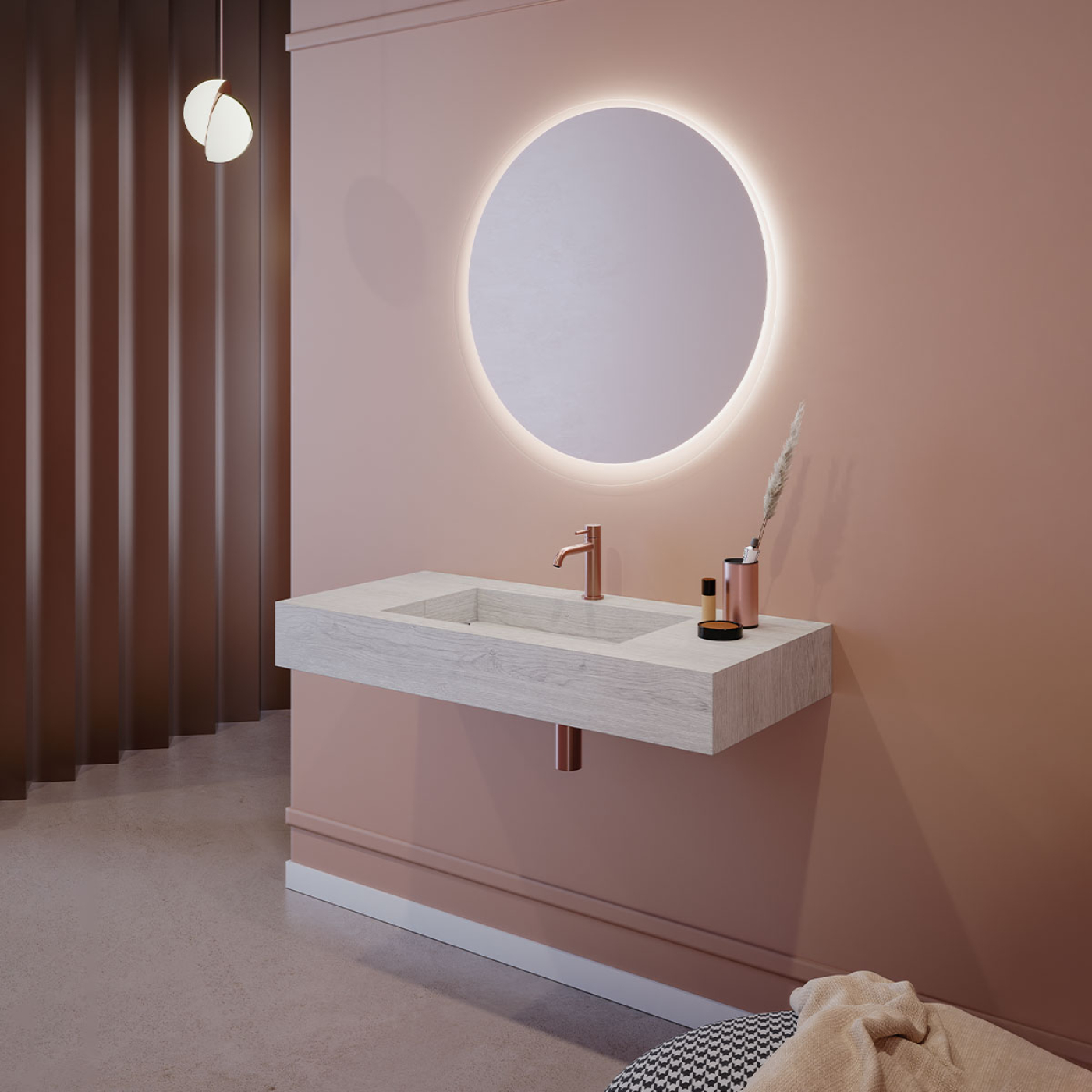 Mobile bagno sospeso HPL 100 vasca centrale finitura Rovere sbiancato - Idrica Catania Mobile bagno sospeso HPL 100 vasca centrale finitura Rovere sbiancato - Idrica Catania