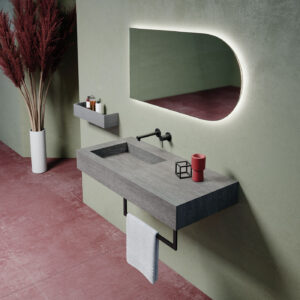 Mobile bagno sospeso HPL 100 vasca sinistra finitura Rovere grigio - Idrica Catania