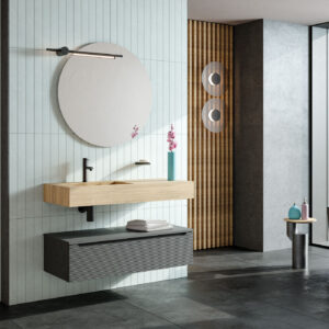 Mobile bagno sospeso HPL 100 vasca sinistra finitura Rovere naturale - Idrica Catania