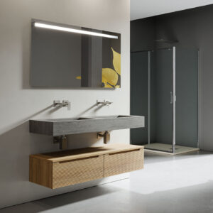 Mobile bagno sospeso HPL 120 doppia vasca finitura Rovere grigio - Idrica Catania