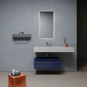 Mobile bagno sospeso HPL 120 vasca sinistra finitura Rovere sbiancato - Idrica Catania