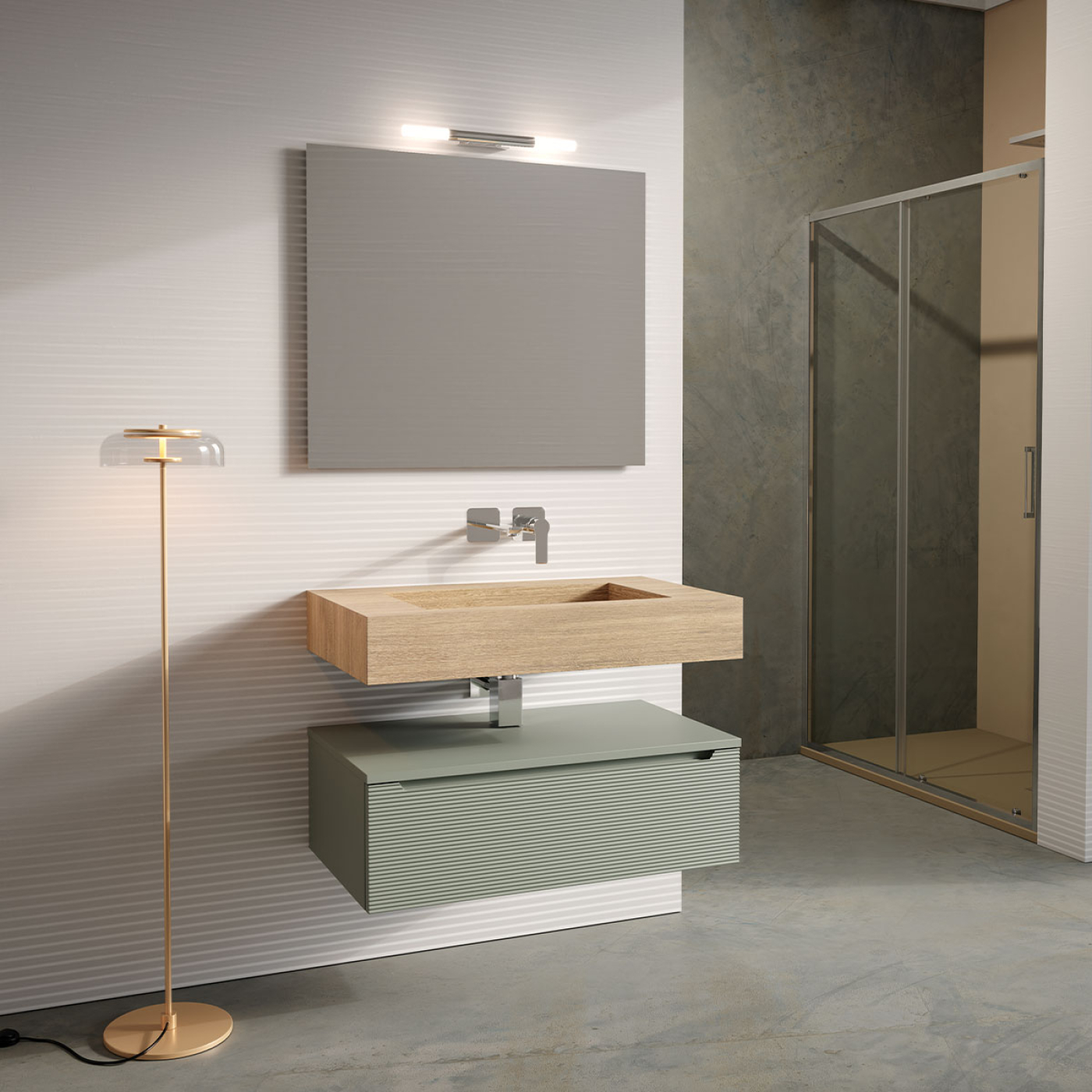 Mobile bagno sospeso HPL 80 vasca centrale finitura Rovere naturale - Idrica Catania Mobile bagno sospeso HPL 80 vasca centrale finitura Rovere naturale - Idrica Catania