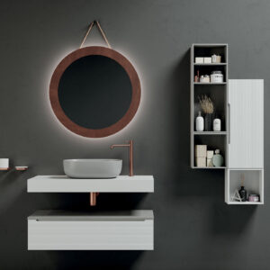 Mobile bagno sospeso Ikon 100 con mensolone composizione 1 finitura Bianco opaco - Idrica Catania