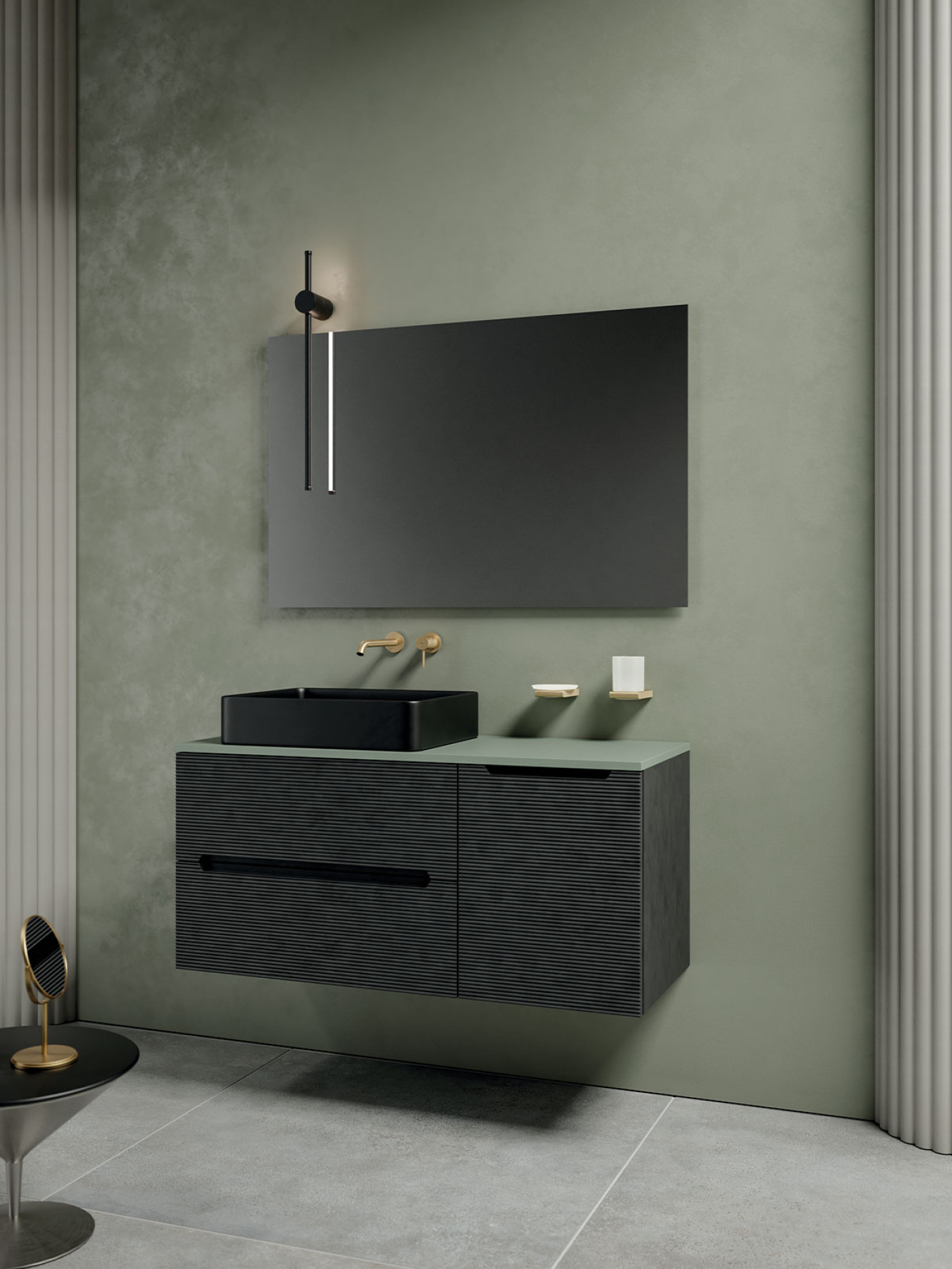 Mobile bagno sospeso Ikon 110 composizione 1 finitura Cemento grigio lava - Idrica Catania Mobile bagno sospeso Ikon 110 composizione 1 finitura Cemento grigio lava - Idrica Catania