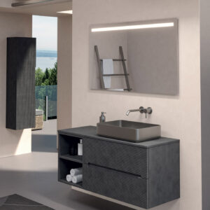 Mobile bagno sospeso Ikon 120 composizione 1 con lavabo inox - Idrica Catania