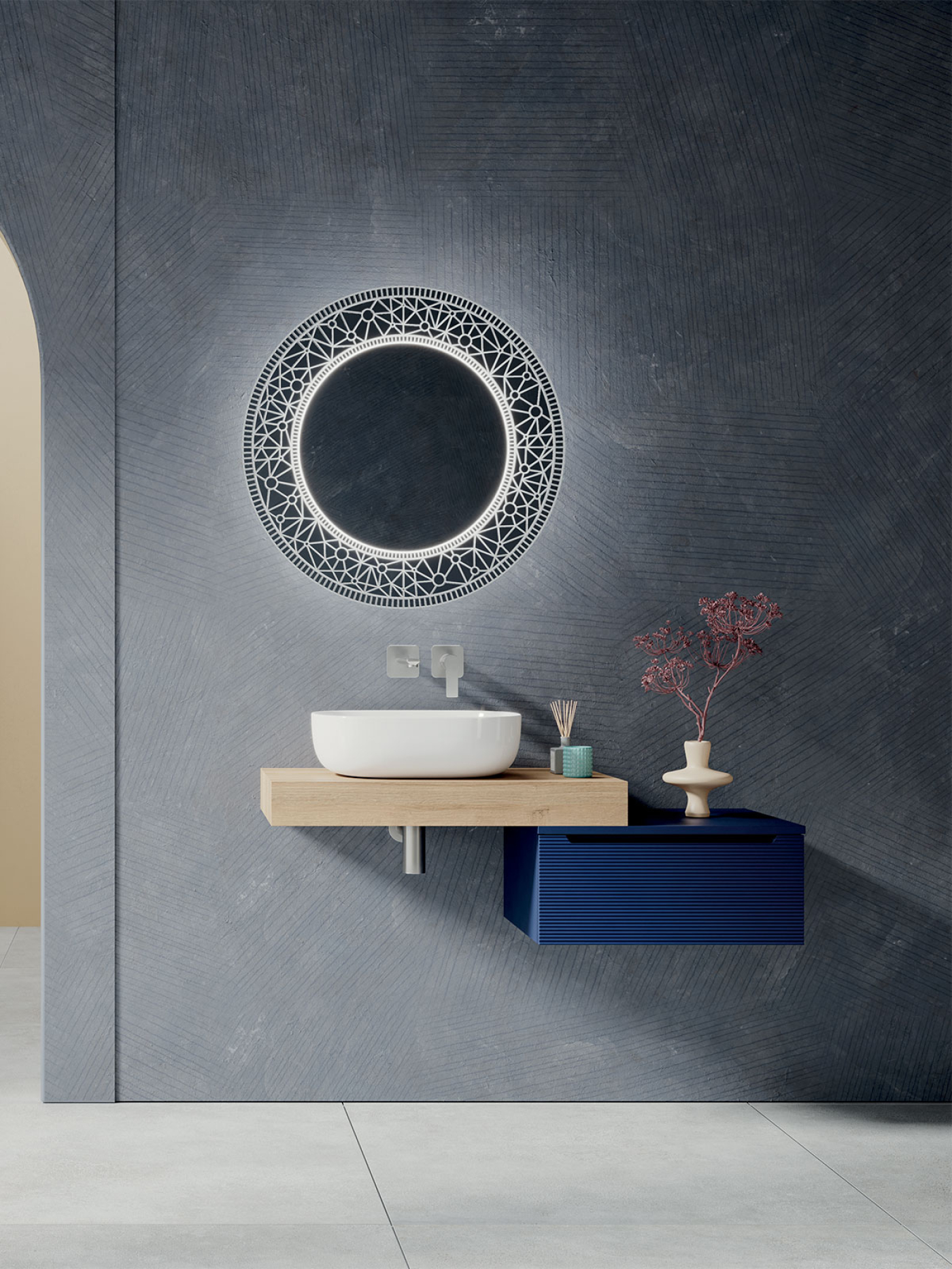 Mobile bagno sospeso Ikon 120 con mensolone composizione 1 finitura Rovere Farnia - Idrica Catania Mobile bagno sospeso Ikon 120 con mensolone composizione 1 finitura Rovere Farnia - Idrica Catania