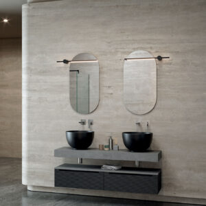 Mobile bagno sospeso Ikon 140 con mensolone composizione 2 finitura Cemento grigio caldo - Idrica Catania