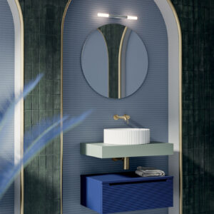 Mobile bagno sospeso Ikon 70 con mensolone composizione 1 finitura Verde opaco - Idrica Catania