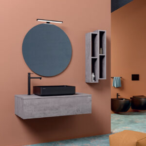 Mobile bagno sospeso Leaf 100 composizione 1 finitura Ossido roccia - Idrica Catania