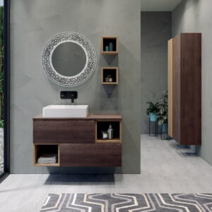 Mobile bagno sospeso Leaf 100 composizione 4 finitura Olmo naturale - Idrica Catania