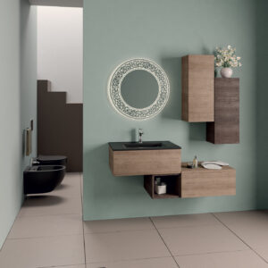 Mobile bagno sospeso Leaf 140 composizione 1 finitura Olmo naturale - Idrica Catania