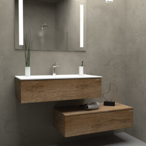 Mobile bagno sospeso Leaf 150 composizione 1 finitura Olmo naturale - Idrica Catania