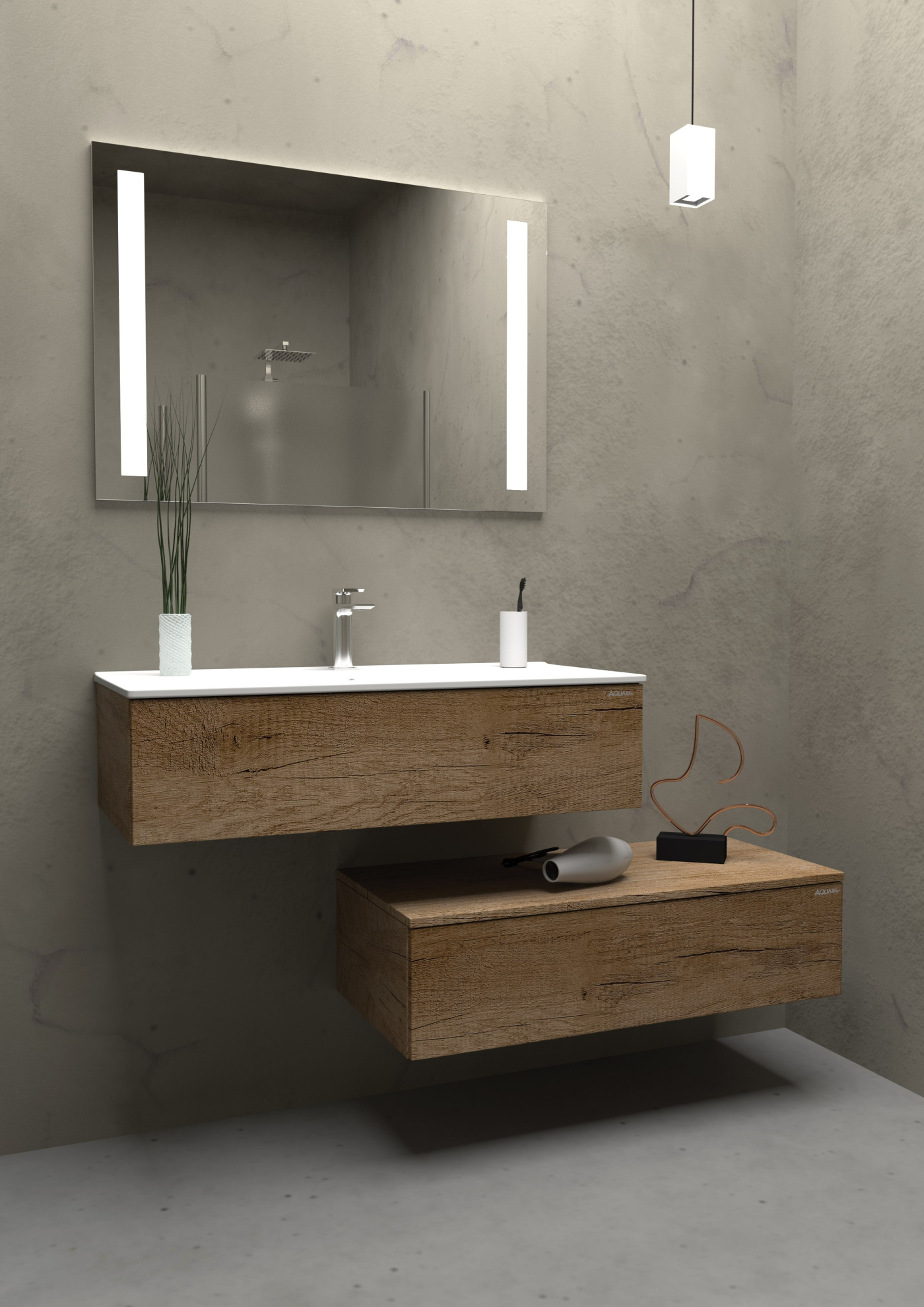 Mobile bagno sospeso Leaf 150 composizione 1 finitura Olmo naturale - Idrica Catania Mobile bagno sospeso Leaf 150 composizione 1 finitura Olmo naturale - Idrica Catania
