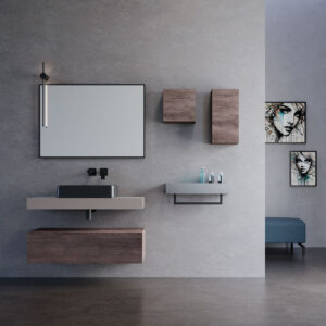 Mobile bagno sospeso Leaf mensolone 100 composizione 1 finitura Fango opaco - Idrica Catania