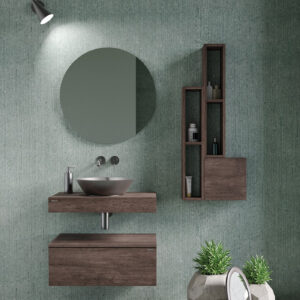 Mobile bagno sospeso Leaf mensolone 70 composizione 1 finitura Olmo scuro - Idrica Catania