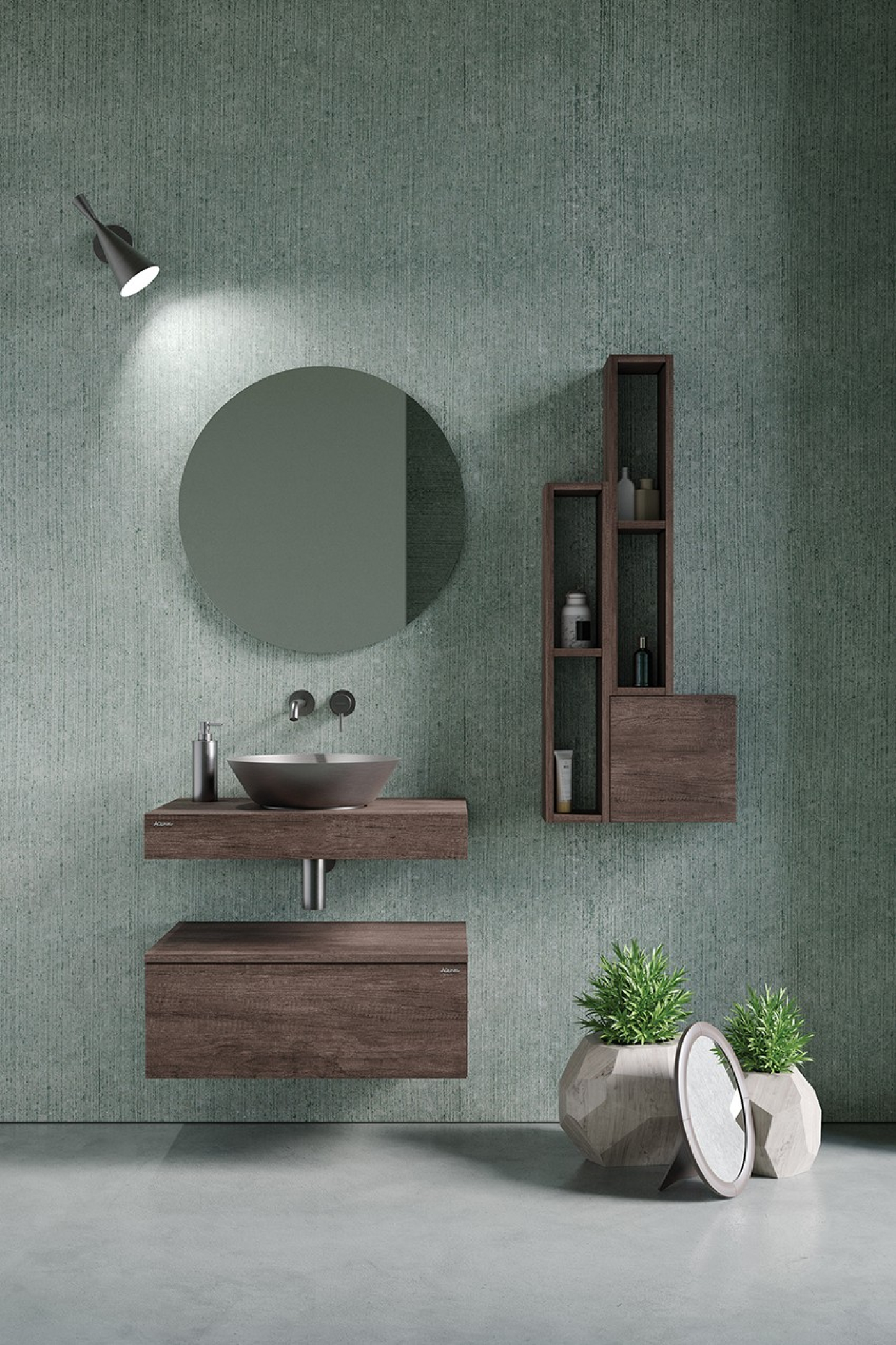 Mobile bagno sospeso Leaf mensolone 70 composizione 1 finitura Olmo scuro - Idrica Catania Mobile bagno sospeso Leaf mensolone 70 composizione 1 finitura Olmo scuro - Idrica Catania