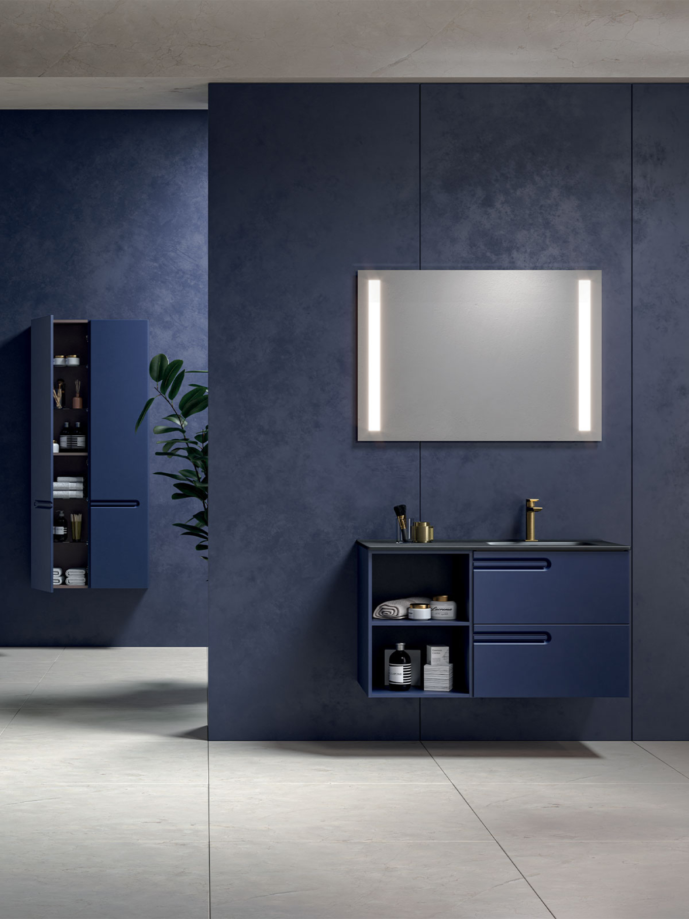 Mobile bagno sospeso Puro 100 composizione 2 finitura Blu opaco - Idrica Catania Mobile bagno sospeso Puro 100 composizione 2 finitura Blu opaco - Idrica Catania