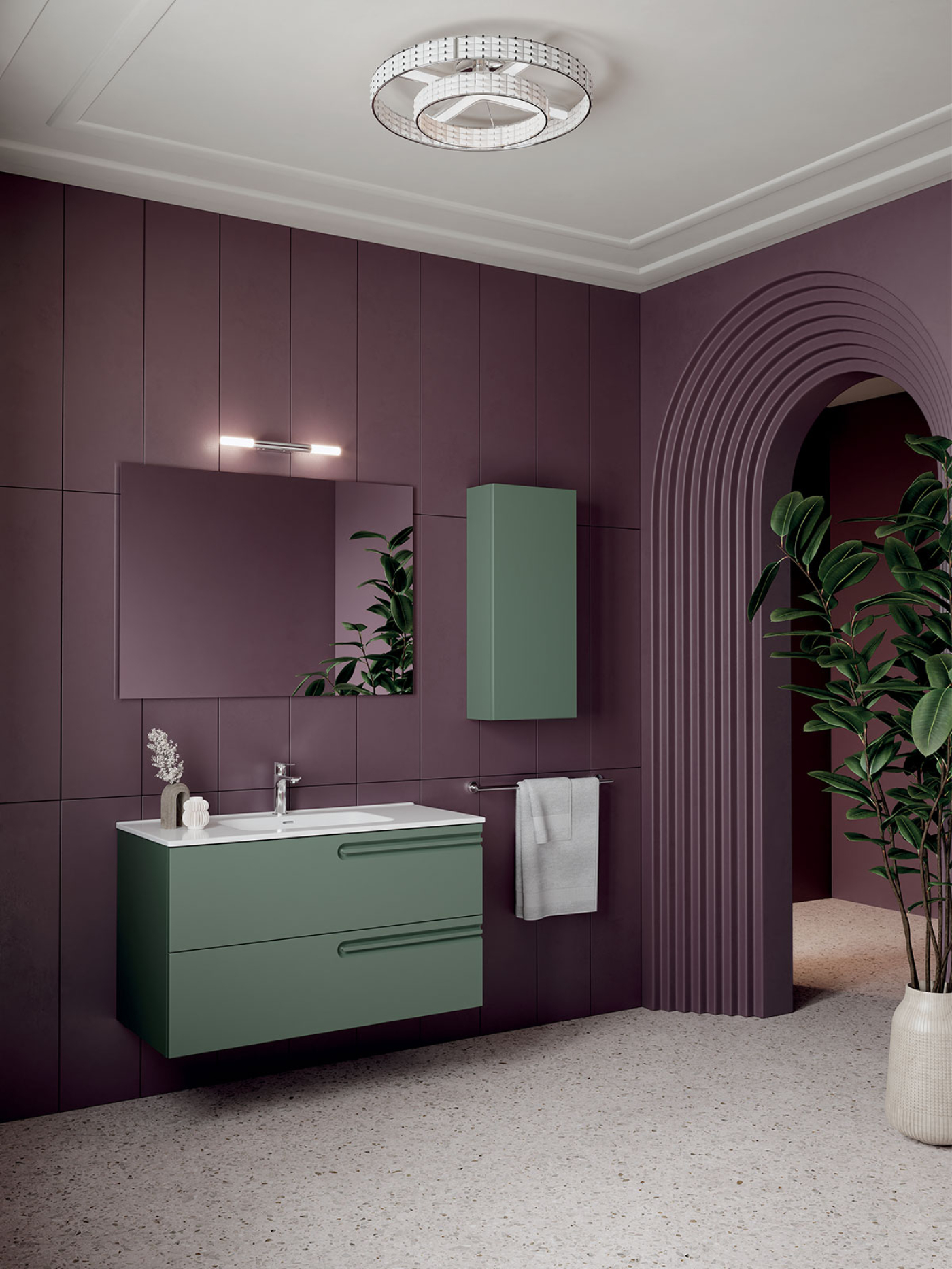 Mobile bagno sospeso Puro 100 composizione 3 finitura Verde opaco - Idrica Catania Mobile bagno sospeso Puro 100 composizione 3 finitura Verde opaco - Idrica Catania