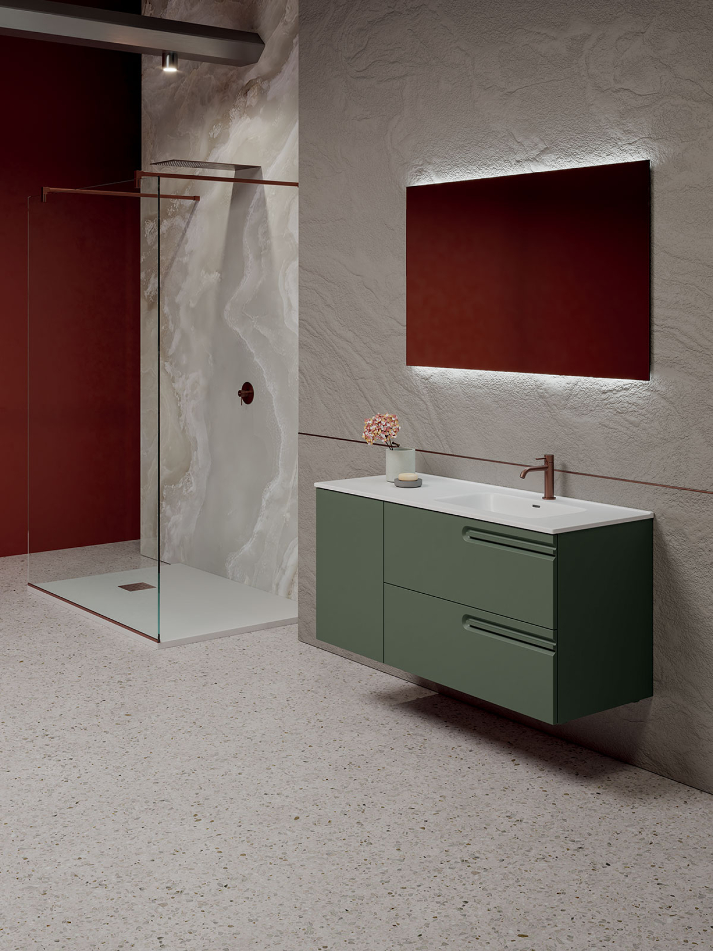 Mobile bagno sospeso Puro 120 composizione 4 finitura Verde opaco - Idrica Catania Mobile bagno sospeso Puro 120 composizione 4 finitura Verde opaco - Idrica Catania