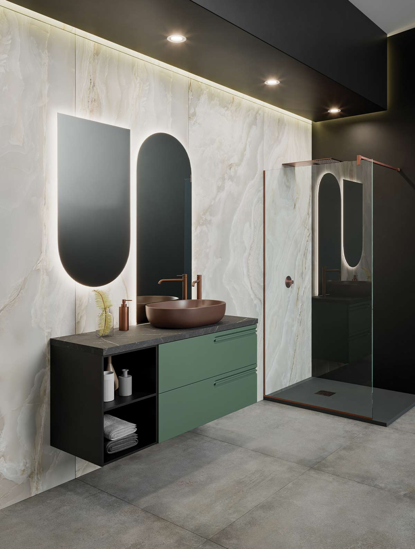 Mobile bagno sospeso Puro 140 composizione 3 finitura Verde opaco - Idrica Catania Mobile bagno sospeso Puro 140 composizione 3 finitura Verde opaco - Idrica Catania