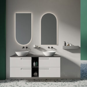 Mobile bagno sospeso Puro 140 composizione 5 finitura Bianco e Nero opaco - Idrica Catania