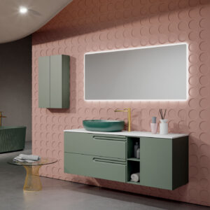 Mobile bagno sospeso Puro 160 composizione 2 finitura Verde opaco - Idrica Catania
