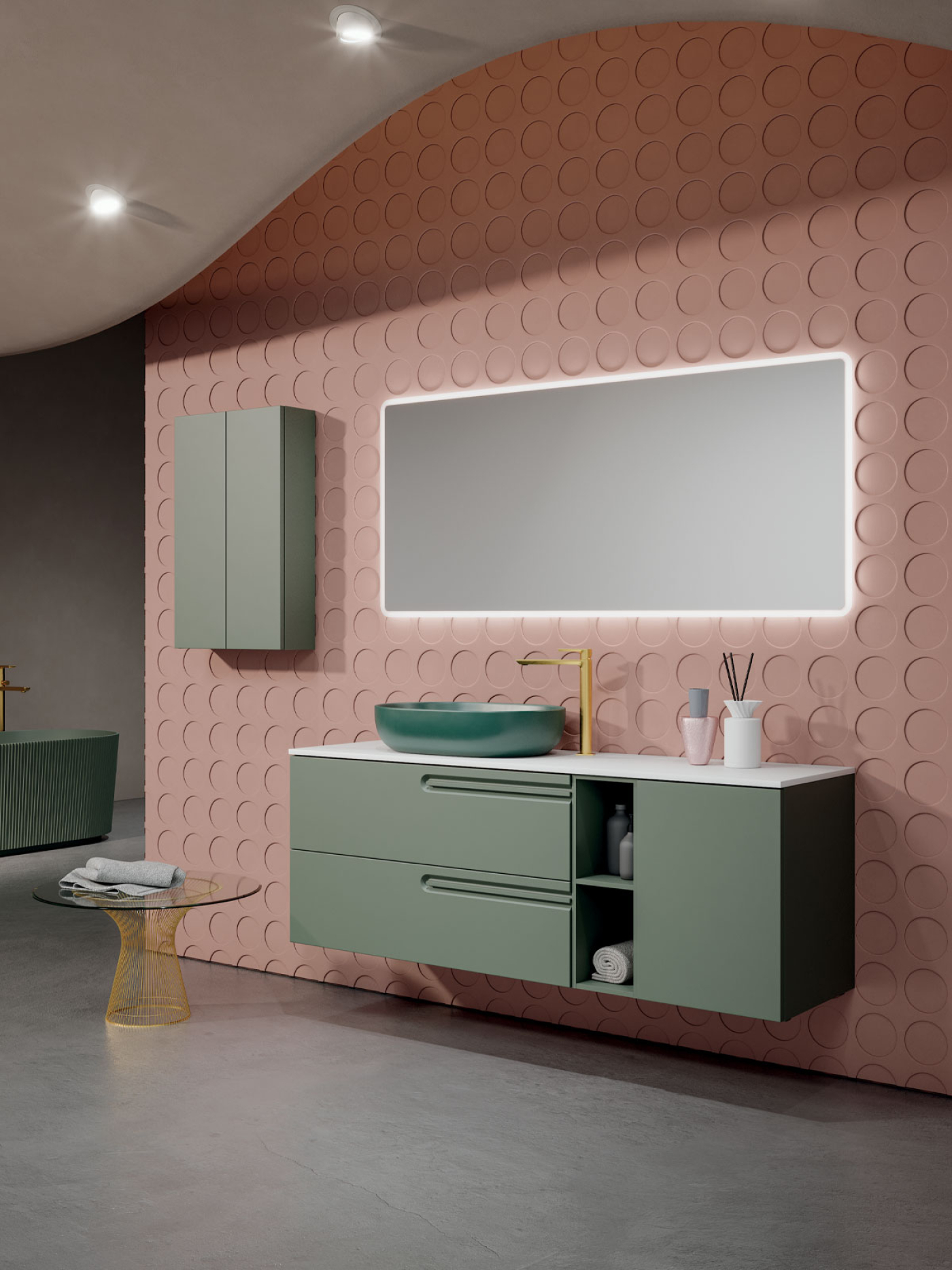 Mobile bagno sospeso Puro 160 composizione 2 finitura Verde opaco - Idrica Catania Mobile bagno sospeso Puro 160 composizione 2 finitura Verde opaco - Idrica Catania