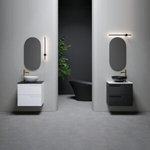 Mobile bagno sospeso Puro 60 composizione 1 finitura Bianco e Nero opaco - Idrica Catania