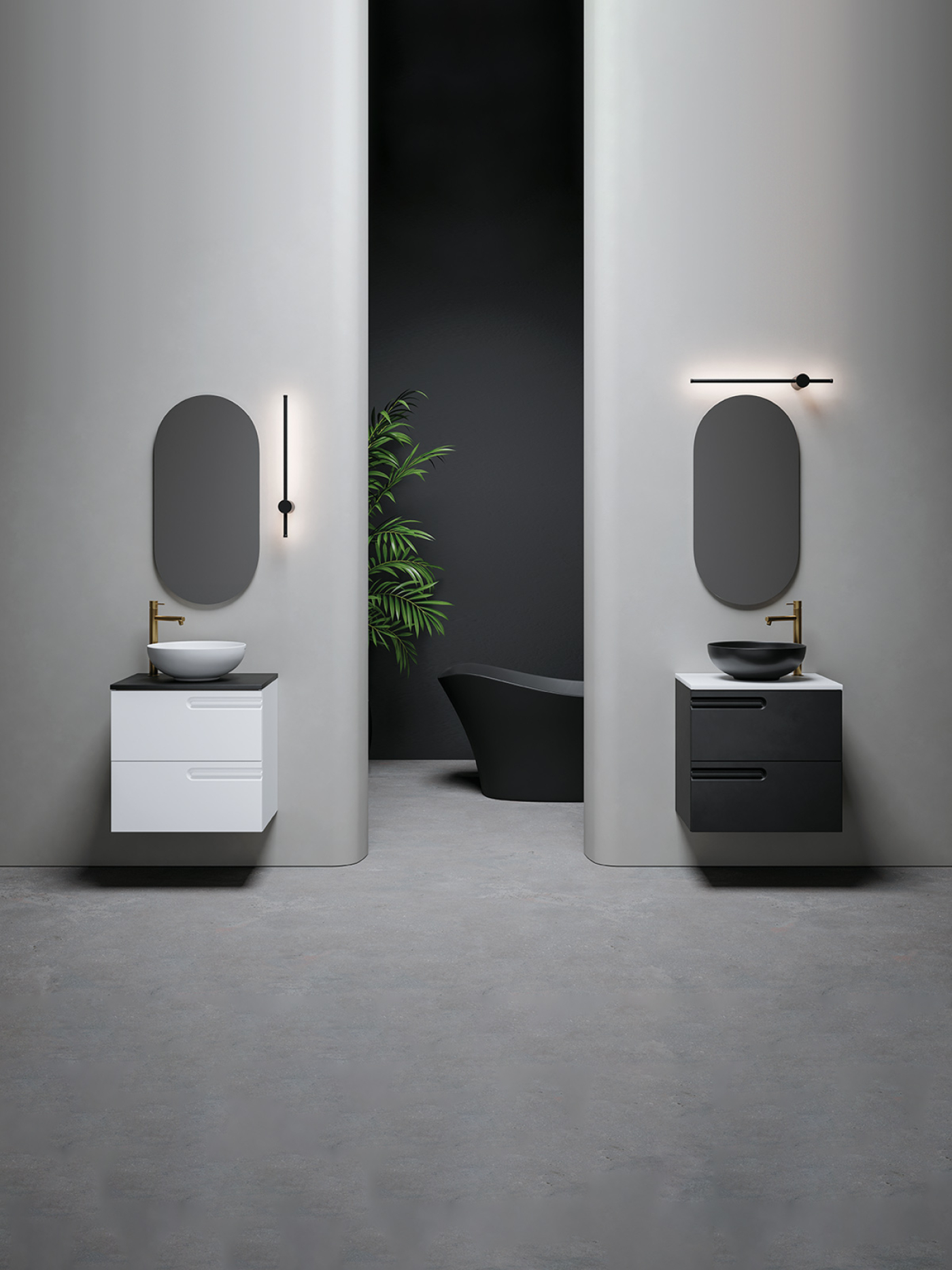 Mobile bagno sospeso Puro 60 composizione 1 finitura Bianco e Nero opaco - Idrica Catania Mobile bagno sospeso Puro 60 composizione 1 finitura Bianco e Nero opaco - Idrica Catania