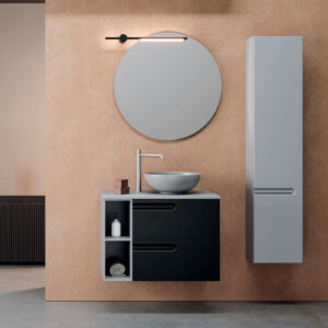 Mobile bagno sospeso Puro 80 composizione 1 finitura Nero e Grigio opaco - Idrica Catania