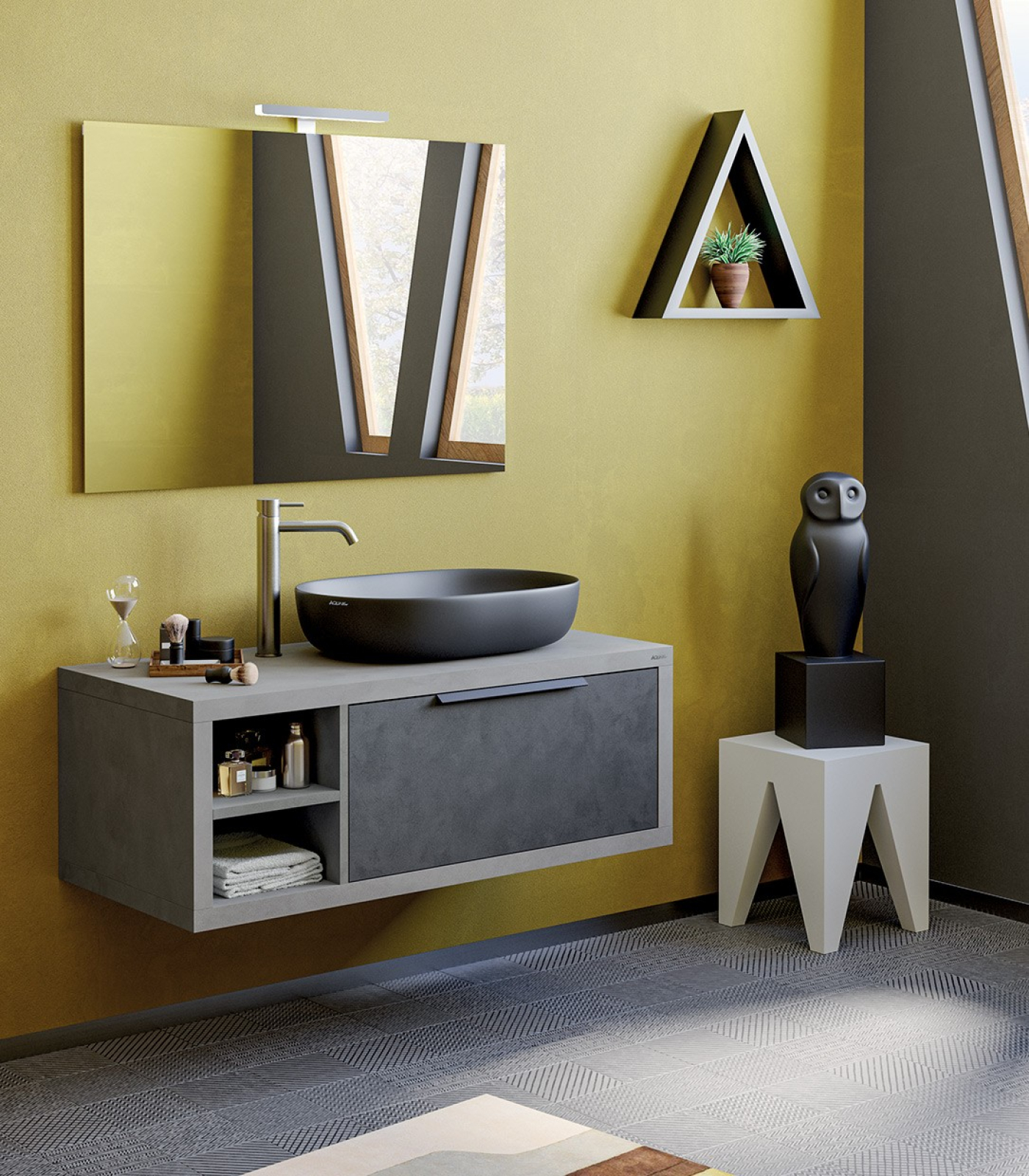 Mobile bagno sospeso Qubo 110 composizione 1 finitura Cemento grigio caldo - Idrica Catania Mobile bagno sospeso Qubo 110 composizione 1 finitura Cemento grigio caldo - Idrica Catania