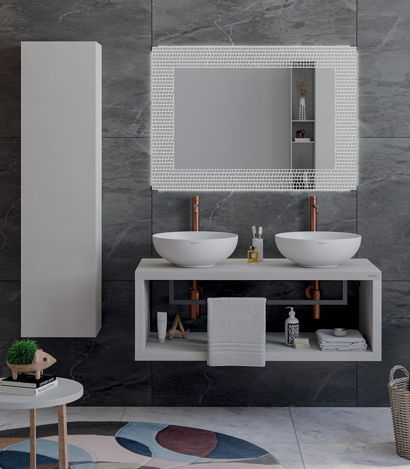 Mobile bagno sospeso Qubo 110 composizione 2 finitura Cemento grigio cielo - Idrica Catania Mobile bagno sospeso Qubo 110 composizione 2 finitura Cemento grigio cielo - Idrica Catania