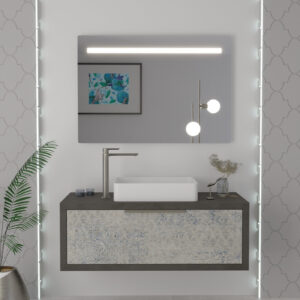 Mobile bagno sospeso Qubo 110 composizione 3 finitura Cemento grigio lava - Idrica Catania