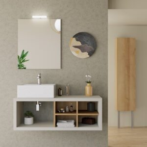 Mobile bagno sospeso Qubo 110 composizione 4 finitura Cemento grigio cielo - Idrica Catania