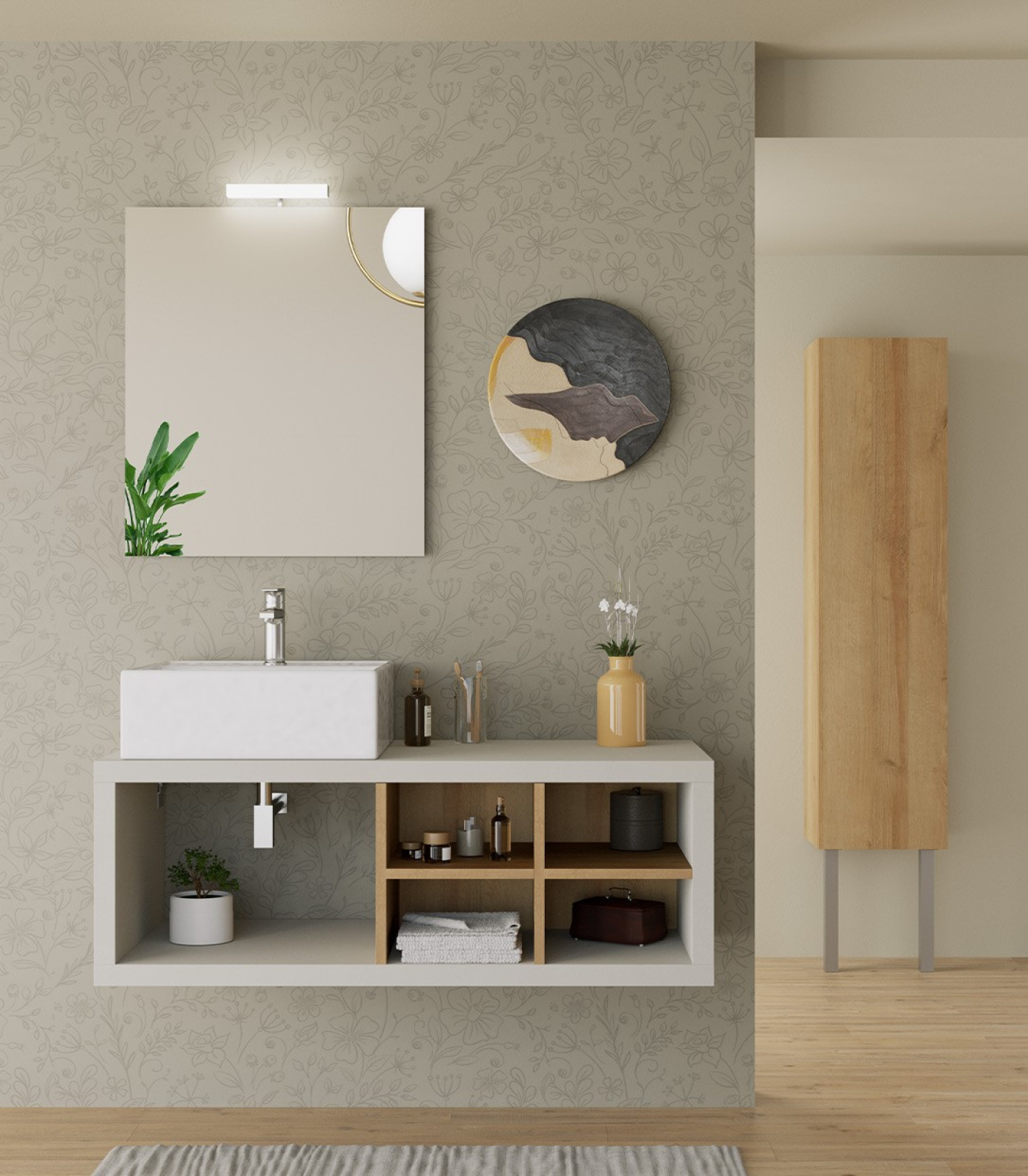 Mobile bagno sospeso Qubo 110 composizione 4 finitura Cemento grigio cielo - Idrica Catania Mobile bagno sospeso Qubo 110 composizione 4 finitura Cemento grigio cielo - Idrica Catania