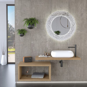 Mobile bagno sospeso Qubo 110 composizione 5 finitura Rovere Farnia - Idrica Catania
