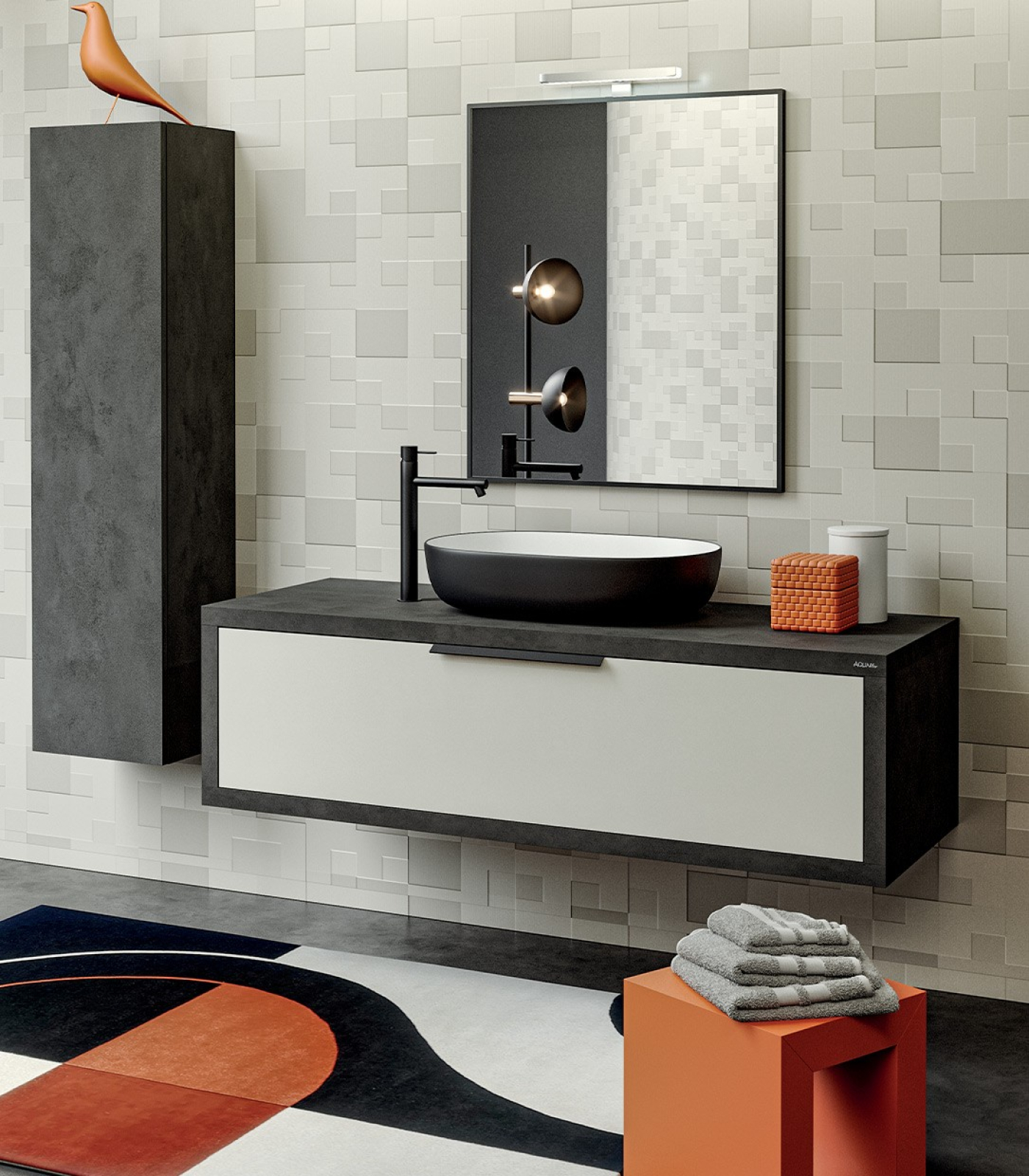 Mobile bagno sospeso Qubo 140 composizione 2 finitura Cemento grigio lava - Idrica Catania Mobile bagno sospeso Qubo 140 composizione 2 finitura Cemento grigio lava - Idrica Catania
