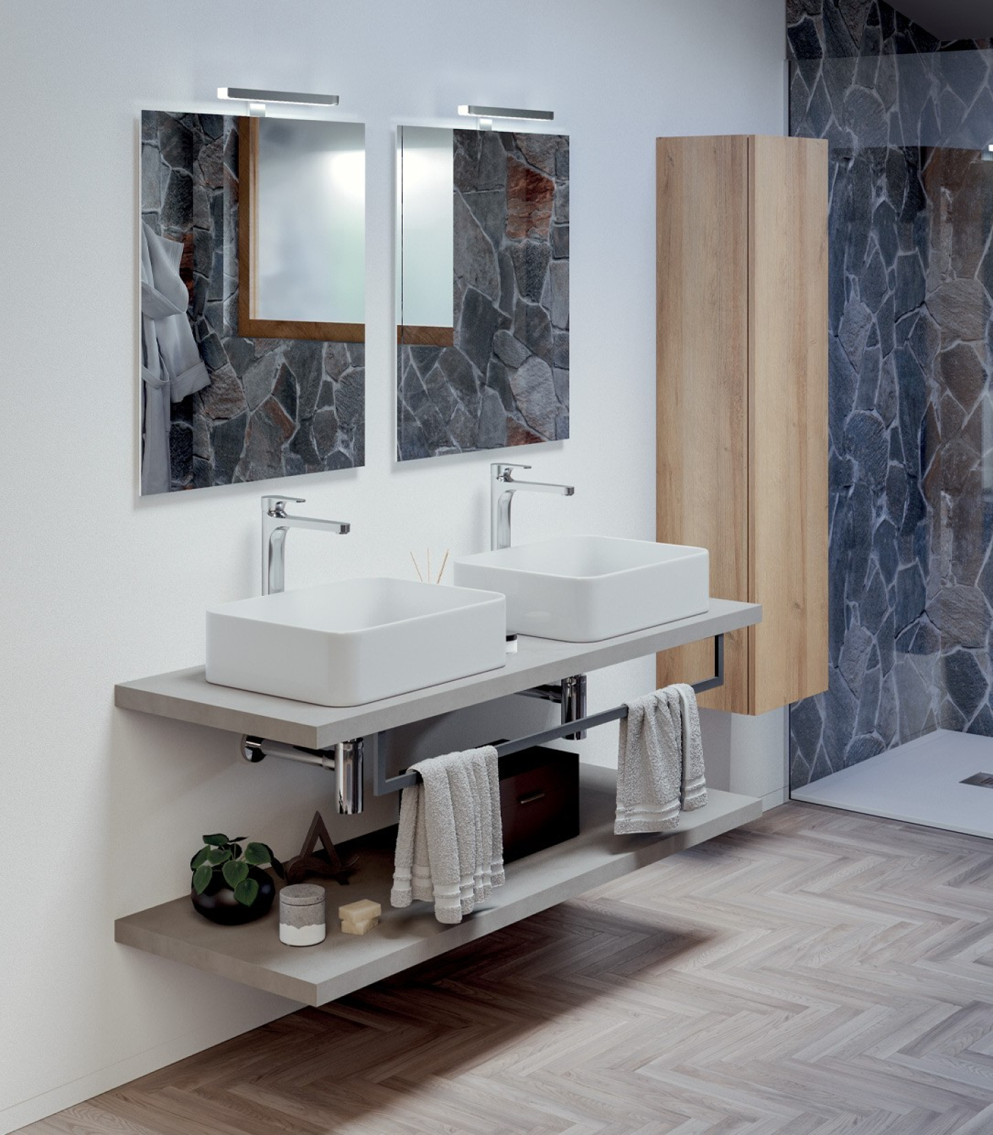 Mobile bagno sospeso Qubo 140 composizione 3 finitura Cemento grigio cielo - Idrica Catania Mobile bagno sospeso Qubo 140 composizione 3 finitura Cemento grigio cielo - Idrica Catania