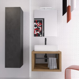 Mobile bagno sospeso Qubo 60 composizione 1 finitura Rovere Farnia - Idrica Catania