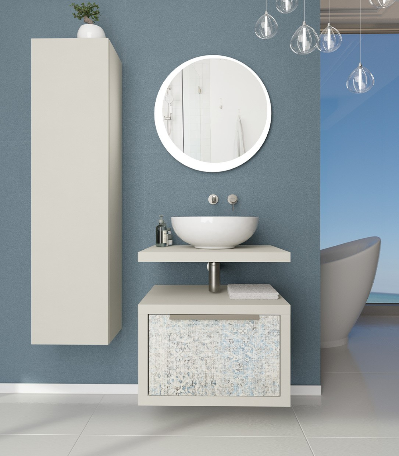 Mobile bagno sospeso Qubo 60 composizione 3 finitura Cemento grigio cielo - Idrica Catania Mobile bagno sospeso Qubo 60 composizione 3 finitura Cemento grigio cielo - Idrica Catania
