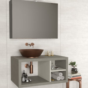 Mobile bagno sospeso Qubo 80 composizione 1 finitura Cemento grigio caldo - Idrica Catania