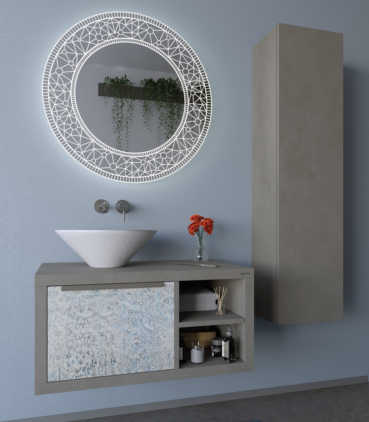 Mobile bagno sospeso Qubo 80 composizione 3 finitura Cemento grigio caldo - Idrica Catania Mobile bagno sospeso Qubo 80 composizione 3 finitura Cemento grigio caldo - Idrica Catania