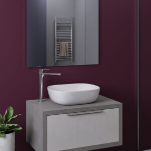 Mobile bagno sospeso Qubo 80 composizione 4 finitura Cemento grigio caldo - Idrica Catania