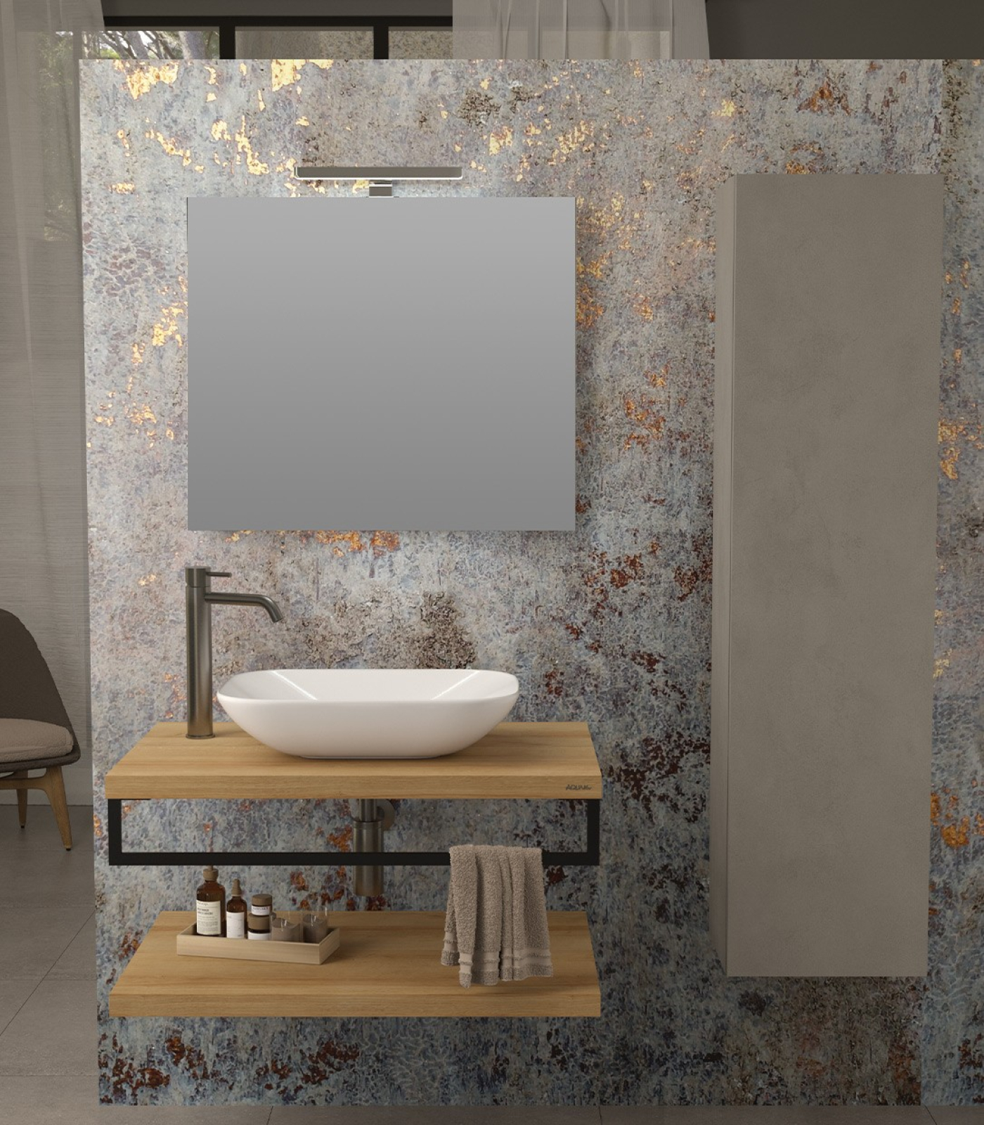 Mobile bagno sospeso Qubo 80 composizione 5 finitura Rovere Farnia - Idrica Catania Mobile bagno sospeso Qubo 80 composizione 5 finitura Rovere Farnia - Idrica Catania