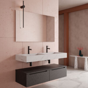 Mobile bagno sospeso Stein 120 doppia vasca finitura Bianco venato - Idrica Catania